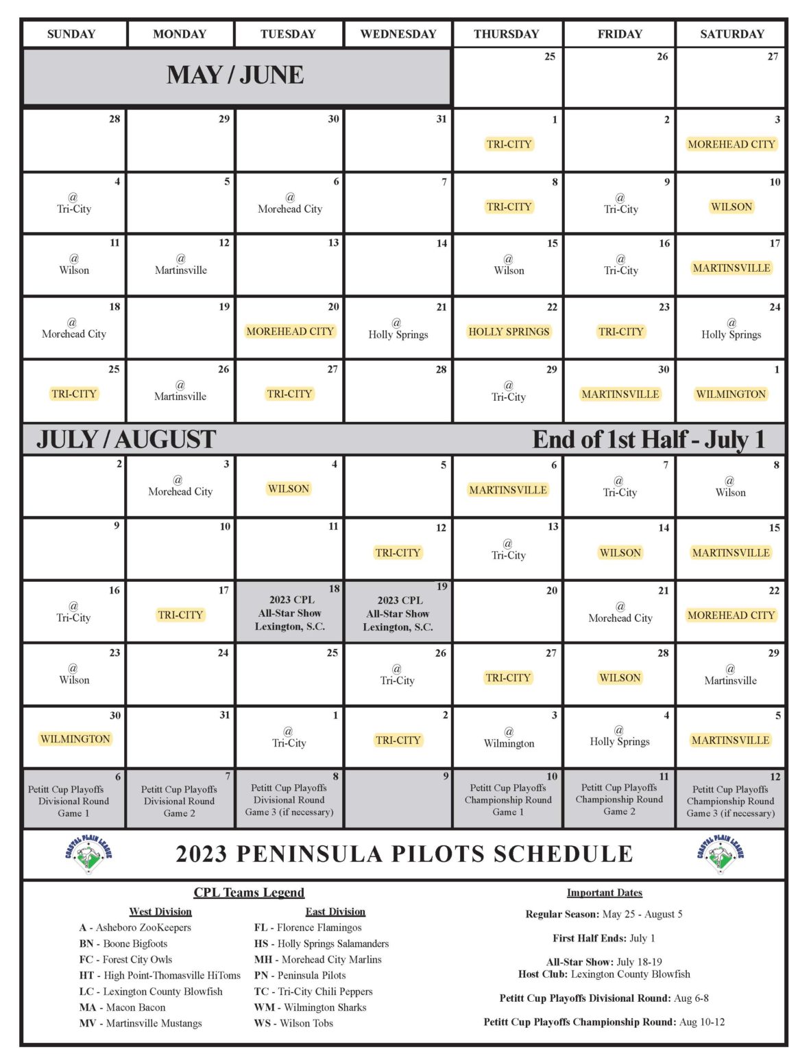 Printable Schedule